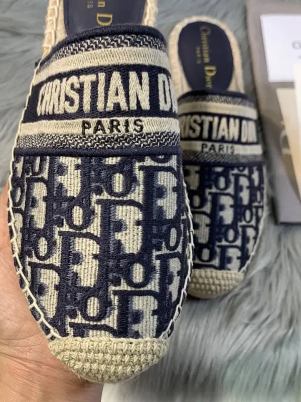 Dior Deep Blue Oblique Canvas Granville Espadrille Mules