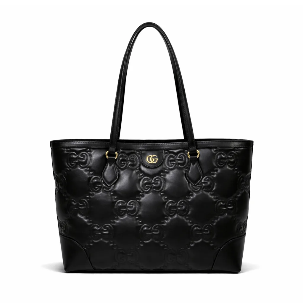 Gucci Calfskin GG Matelasse Ophidia Shopping Tote Black