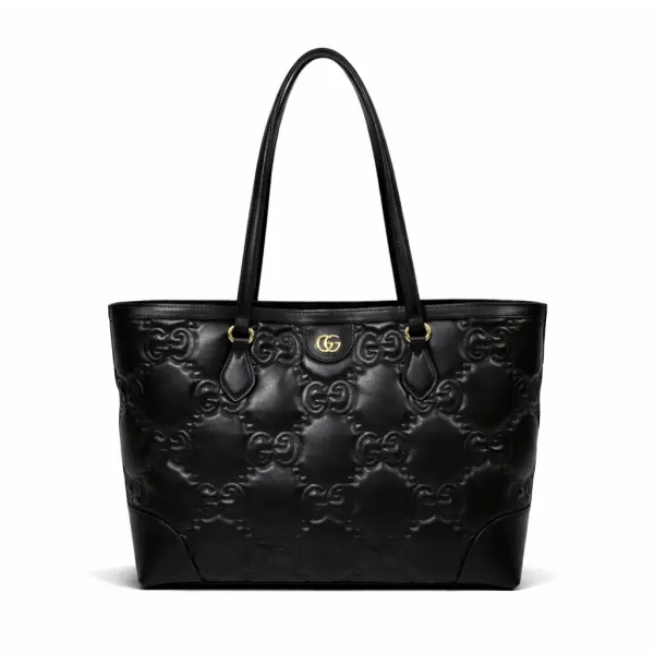 Gucci Calfskin GG Matelasse Ophidia Shopping Tote Black