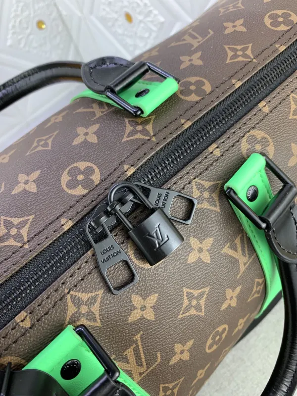 Louis Vuitton Keepall Bandouliere 50 Brown And Mint Line Macassar Canvas M46259