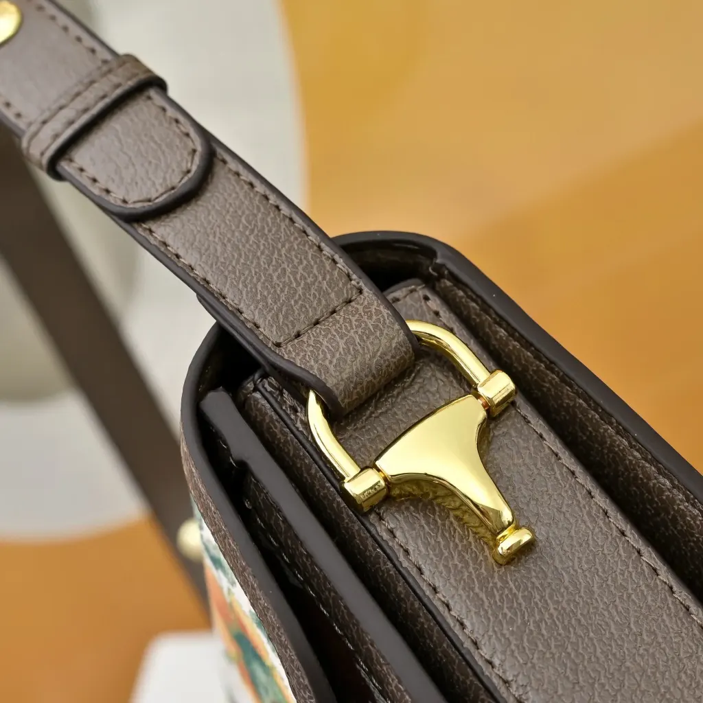 Gucci Horsebit 1955 Floral Print Canvas Shoulder Bag