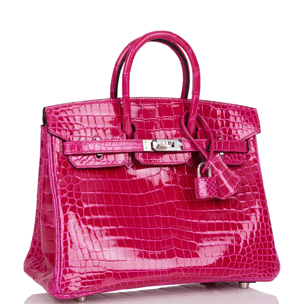 H Birkin 30 Rose Mexico Shiny Porosus Crocodile Palladium Hardware Secondary image