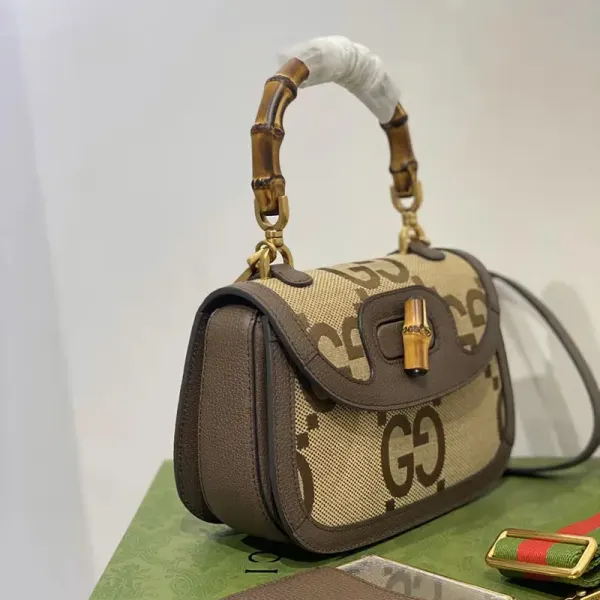 Gucci Bamboo 1947 Small Top Handle Bag – Beige/Brown Canvas