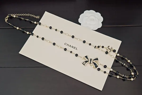 Chanel CC Pearl Ribbon-Threaded Chain Belt And Sautoir