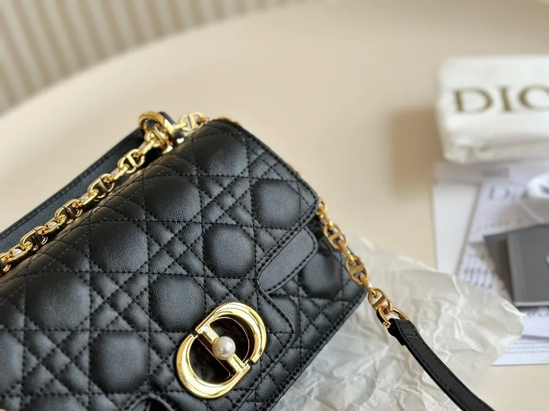 Dior Jolie Small Top Handle Bag Black Cannage Calfskin