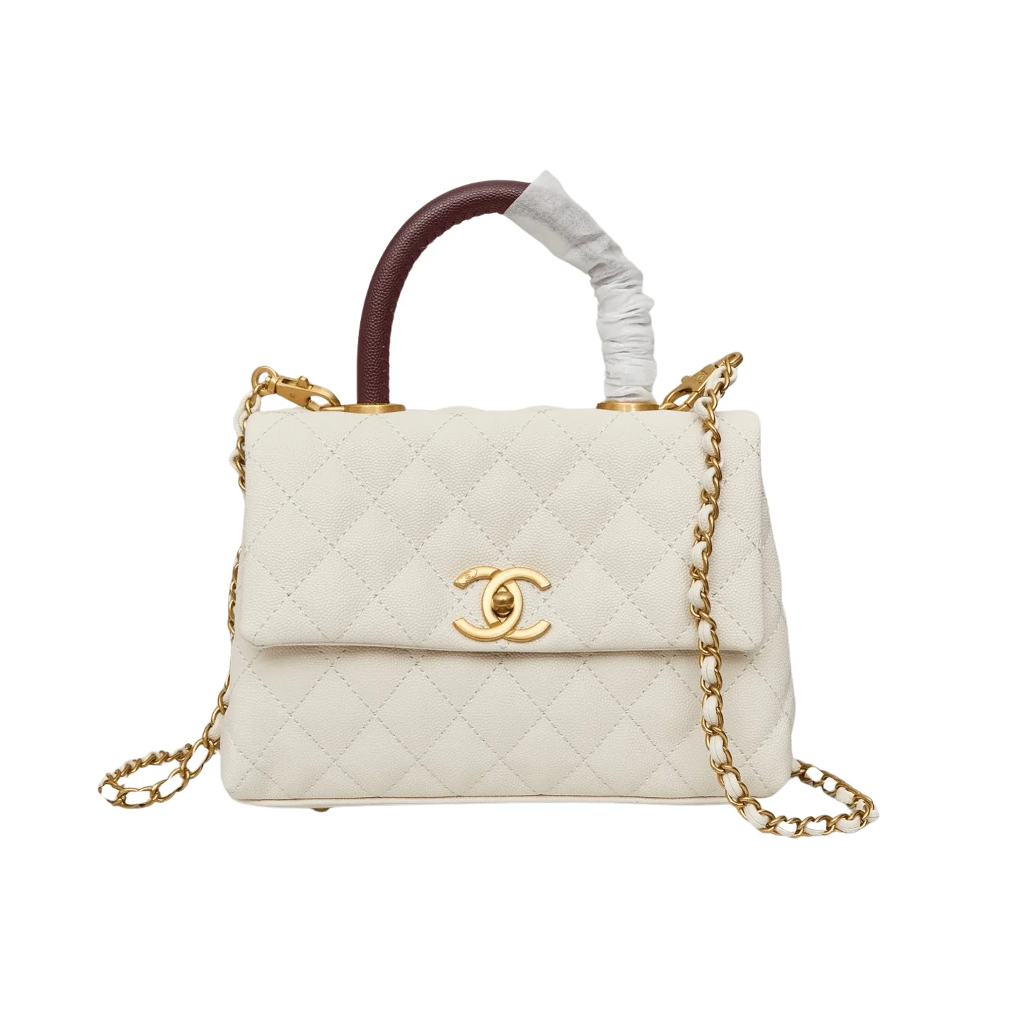 Chanel Off White Caviar Quilted Mini Coco Handle Flap Gold Hardware Main image