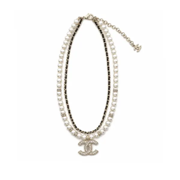 Chanel CC Diamond Pearl Double Layer Necklace