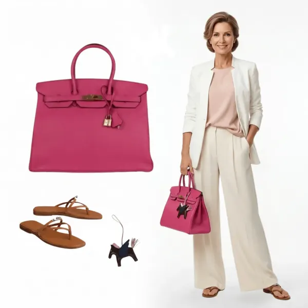 H Birkin 35 in Rose Tyrien with Gold Hardware – Featured In The H ?l?gance Ros?e Look
