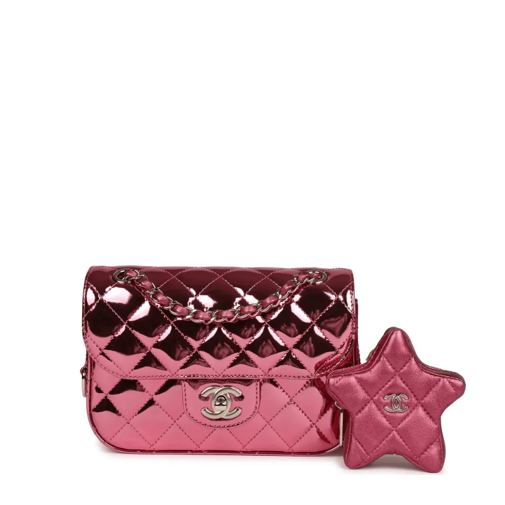 Chanel Mini Flap Bag & Star Coin Purse Pink Mirror Calfskin/Metallic Calfskin Light Gold Hardware Main image