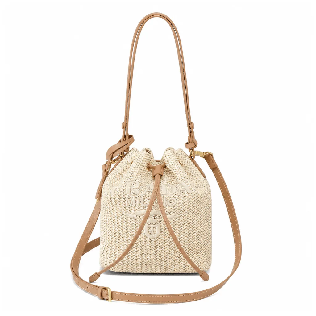 Prada Mini Crochet and Leather Bucket Bag Main image