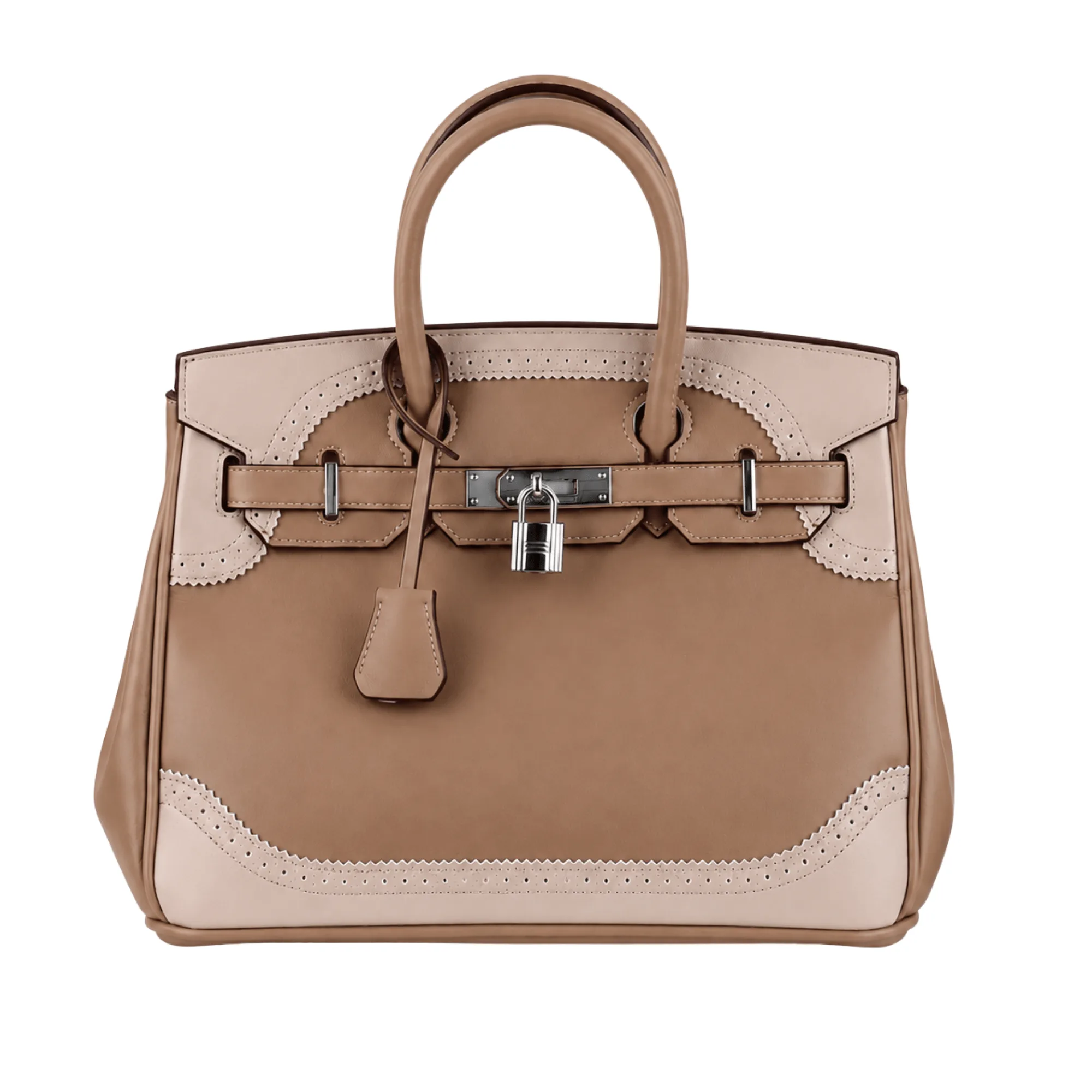 H Birkin 30 Ghillies Taupe-Tan/Cream-Beige Leather Palladium Hardware Main image