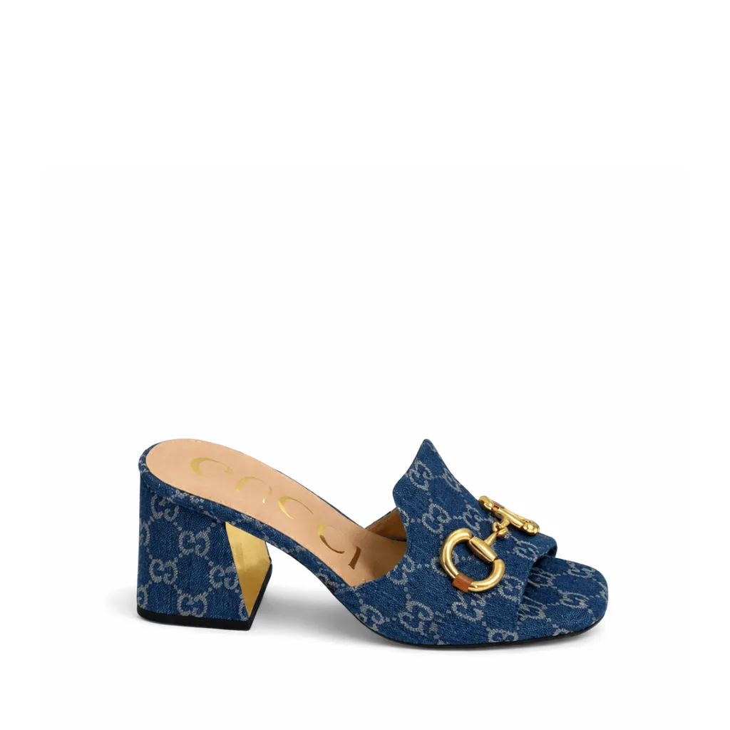 Gucci Women’s Slide Monogram Sandal With Horsebit Blue Main image