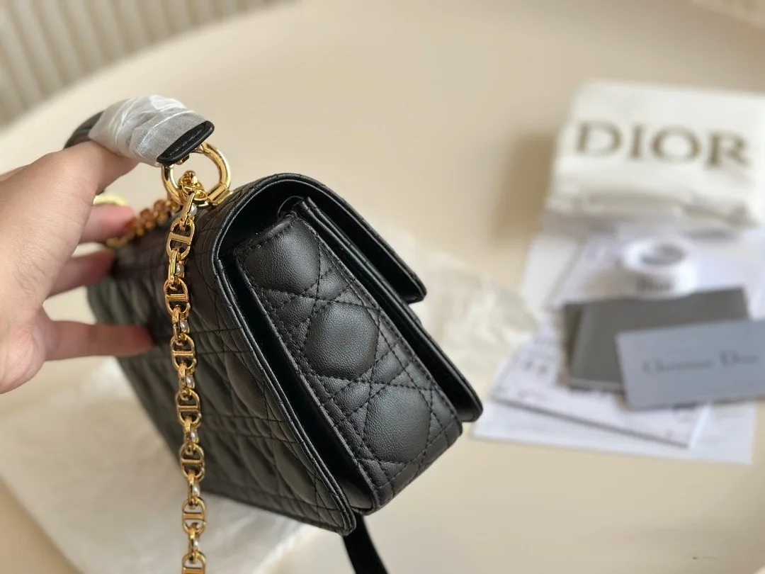 Dior Jolie Small Top Handle Bag Black Cannage Calfskin