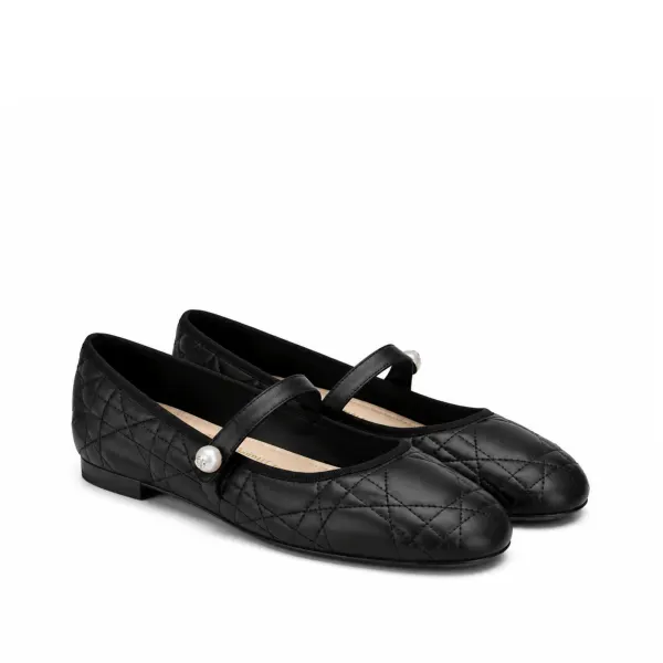 Dior Ballet Flat Black Quilted Cannage Calfskin Kcb860Cqc S900