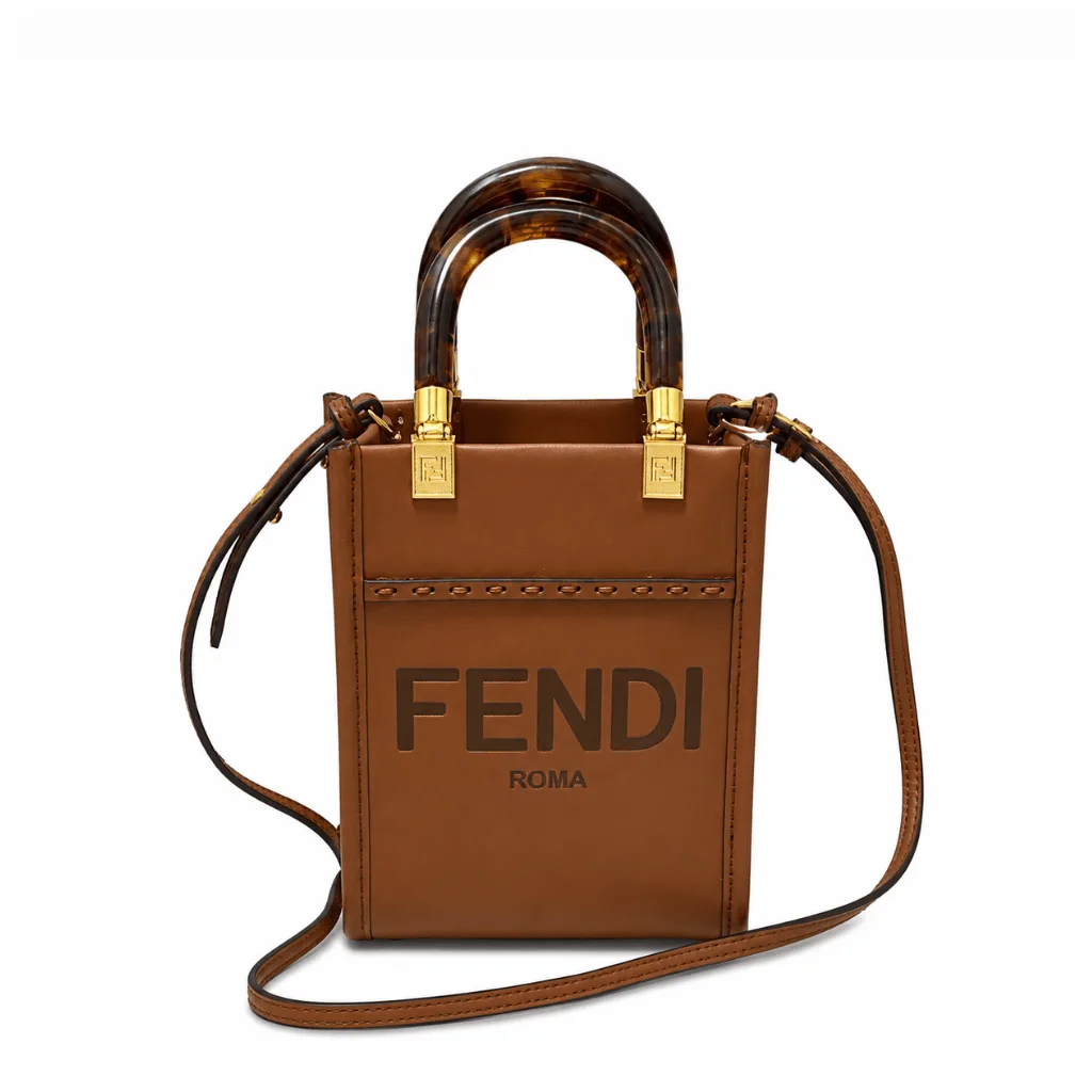 Fendi Mini Sunshine Shopper Leather Bag Brown 18Cm 8Bs051 Main image