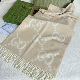 Gucci GG Cashmere Jacquard Scarf In Beige