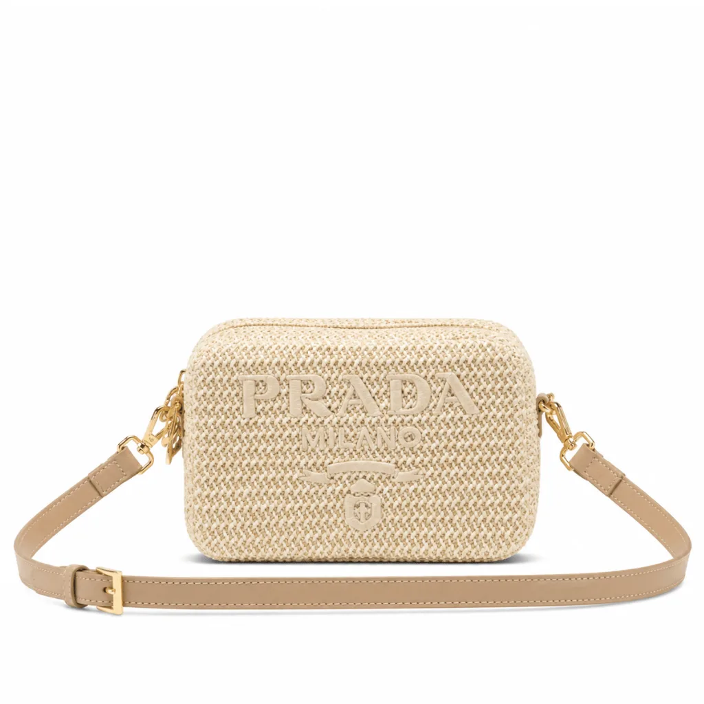 Prada Raffia Crochet Shoulder Bag Natural 20Cm 1Bh196 2A2T F0018 V Ouo Main image
