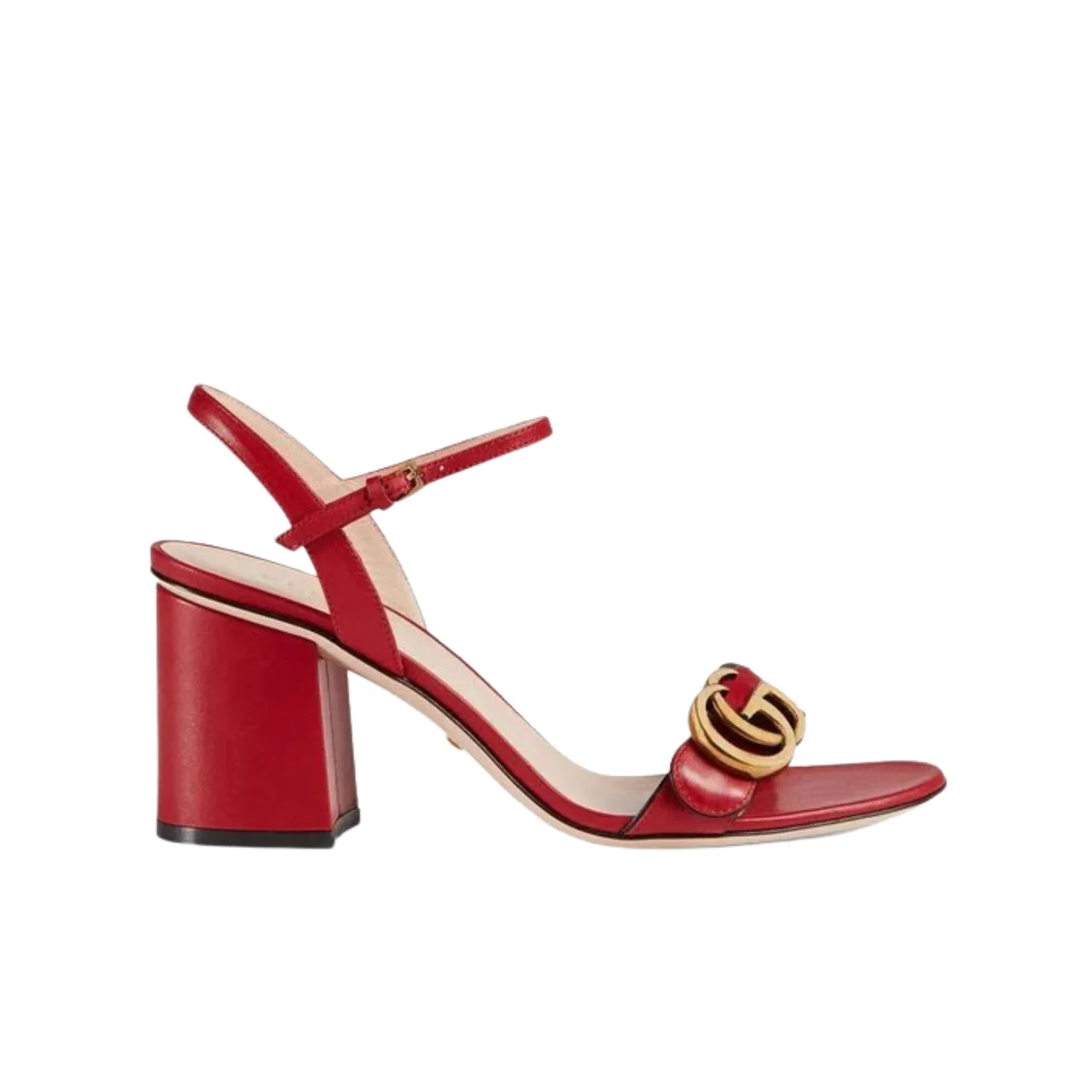 Gucci Double G Leather Mid Heel Sandal Red 453379 A3N00 Main image