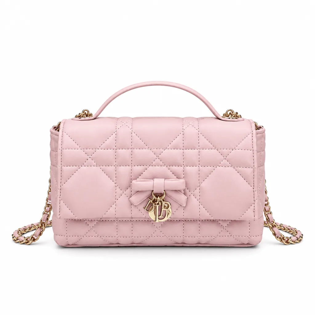Dior Miss Dior Mini Bag Pink Cannage Lambskin Bow Detail Chain Strap Main image