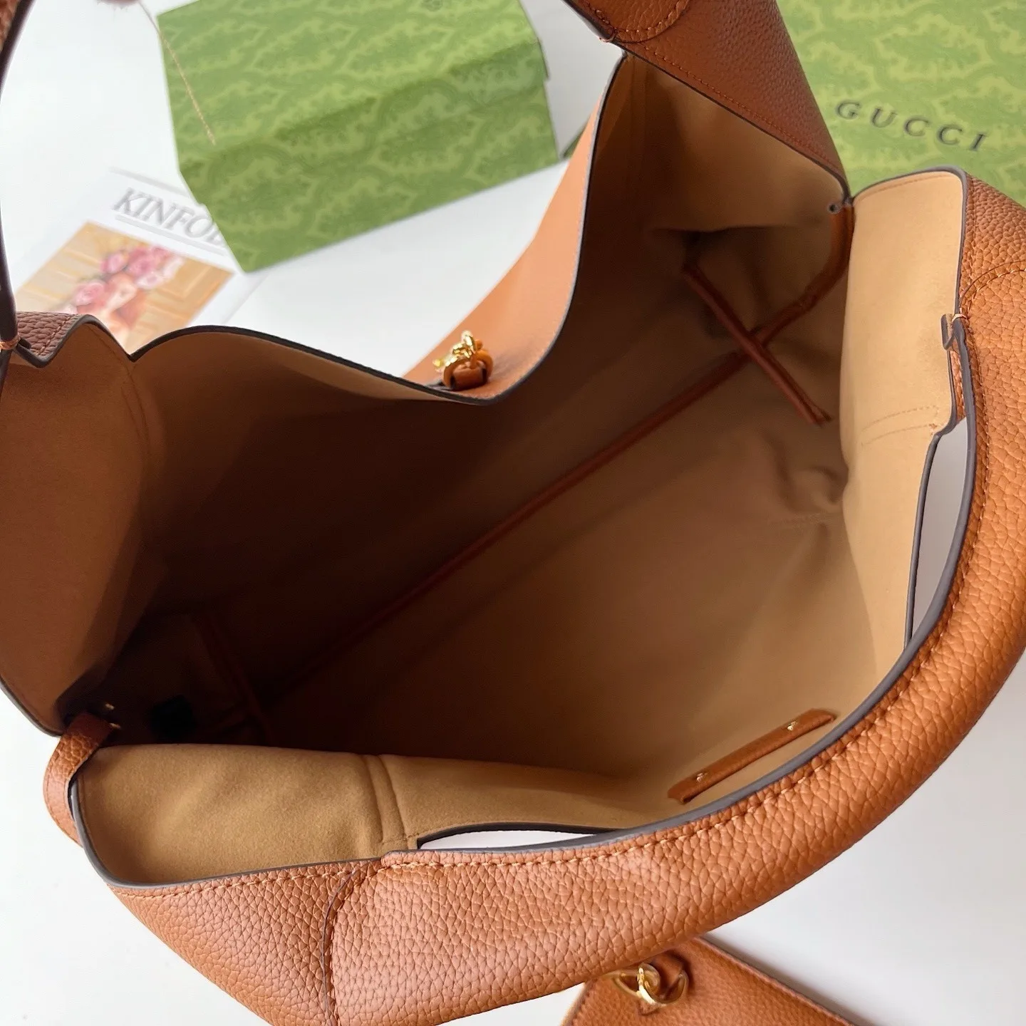 Grained Calfskin Softbit Maxi Shoulder Bag Brown