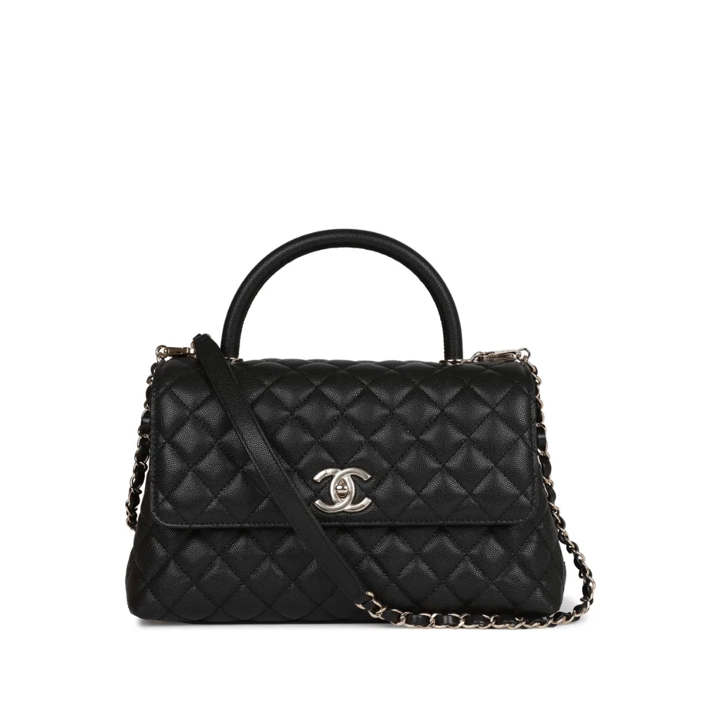 Chanel Small Coco Handle Flap Bag Black Caviar Light Gold Hardware Main image