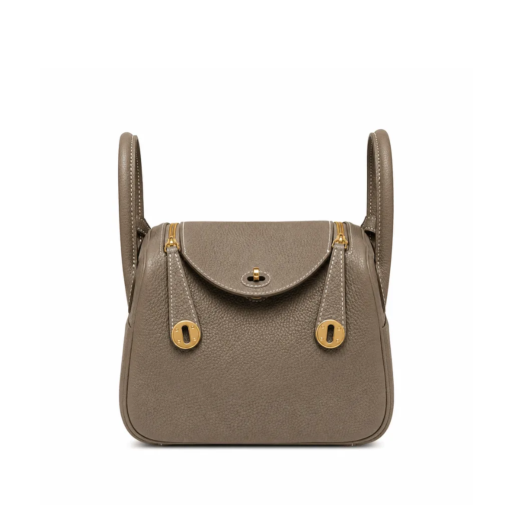 H Mini 19Cm Lindy Taurillon Clemence Etoupe With Gold Hardware Main image