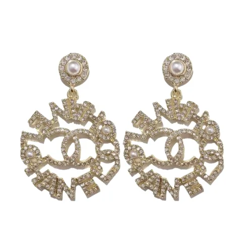 Chanel Pearl Caged CC Drop Earrings Gold Main image