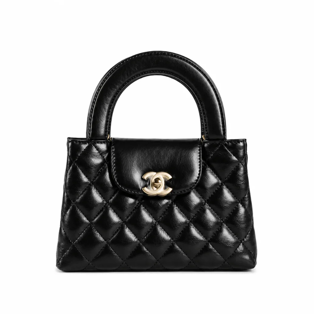 Chanel Shiny Aged Calfskin Quilted Nano Kelly Shopper Black Main image