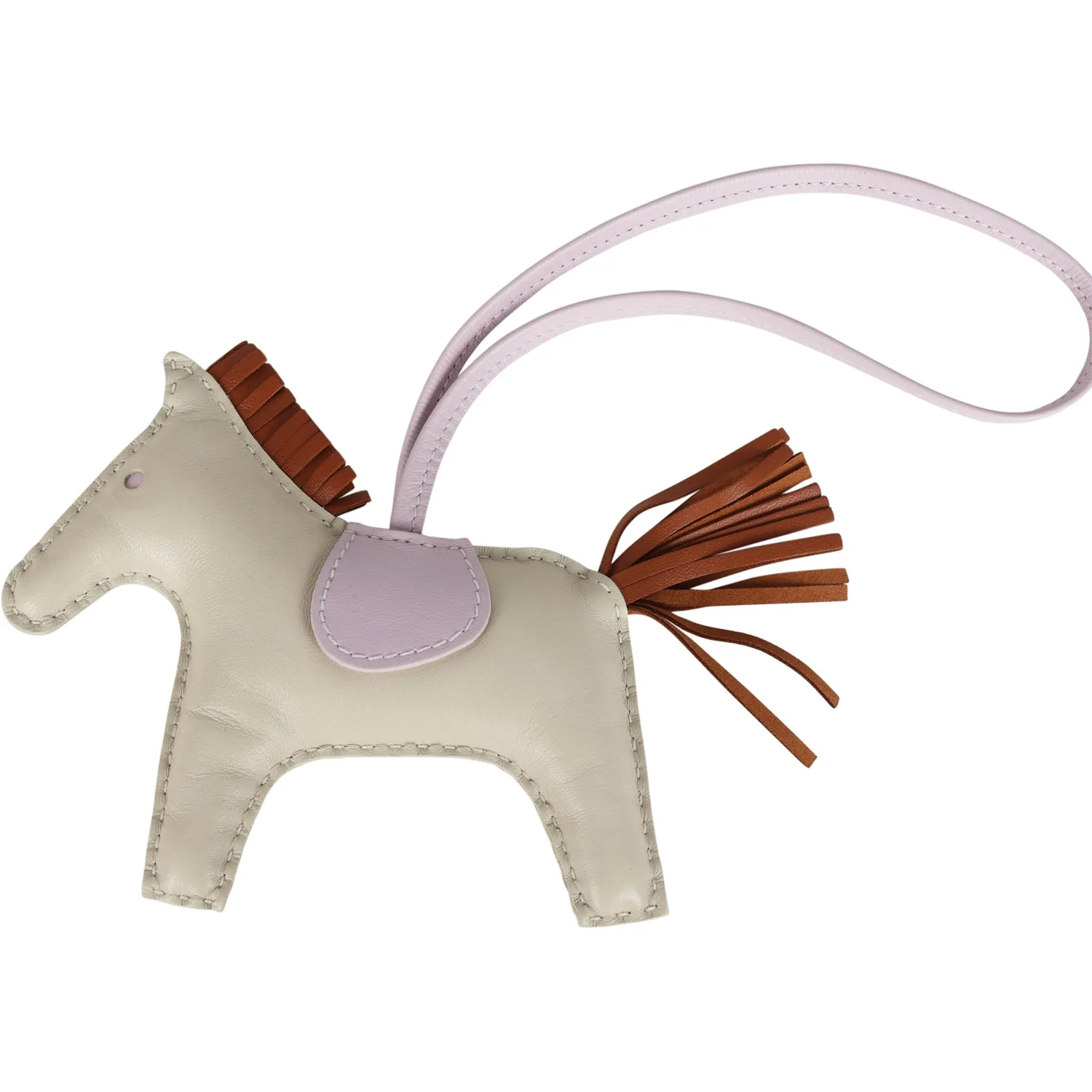 Hermes Rodeo Bag Charm MM Craie, Gold and Mauve Pale Milo Lambskin Main image