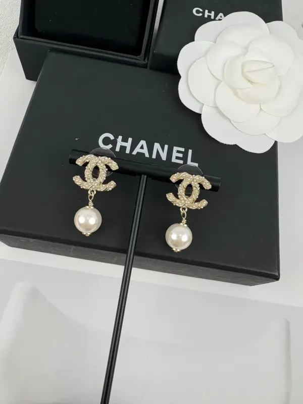 Chanel Pearl Drop CC Earrings