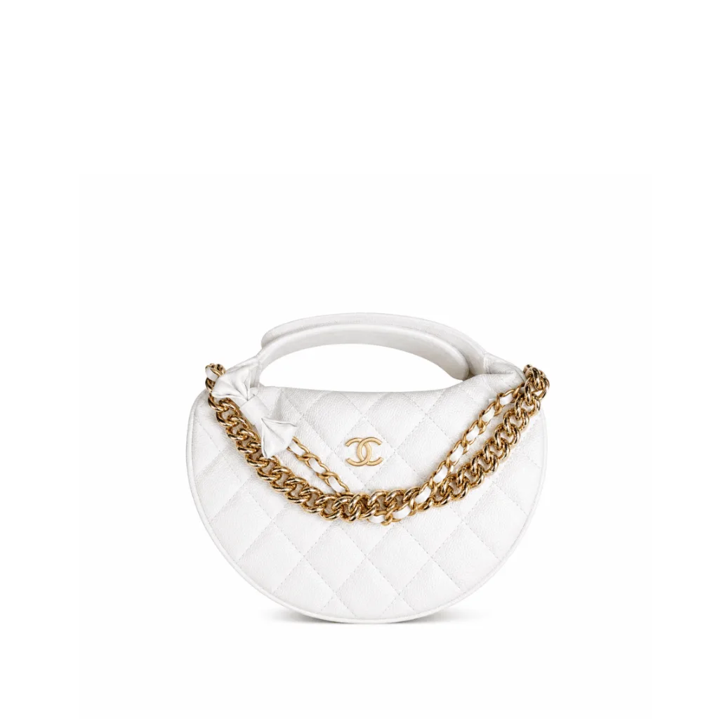 Chanel 24S Hula “Bow” Hobo Bag White Caviar With Golden Hardware Main image