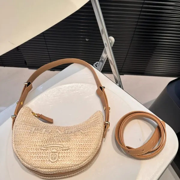 Prada Arqu Crochet Shoulder Bag Natural 22Cm 1Bc194 2M2T F0018 V Ouo