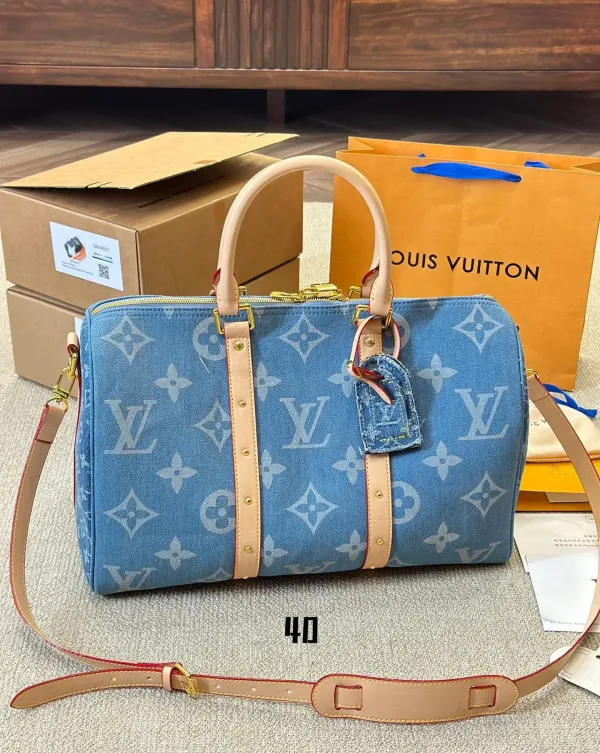 Louis Vuitton Keepall Bandouliere Denim Blue 40Cm M24315