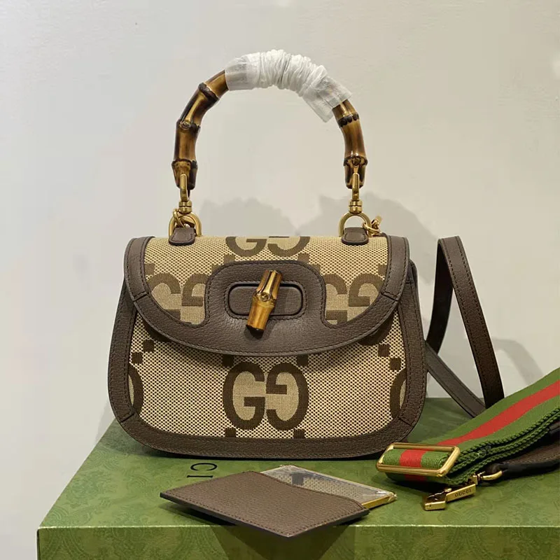 Gucci Bamboo 1947 Small Top Handle Bag – Beige/Brown Canvas Secondary image