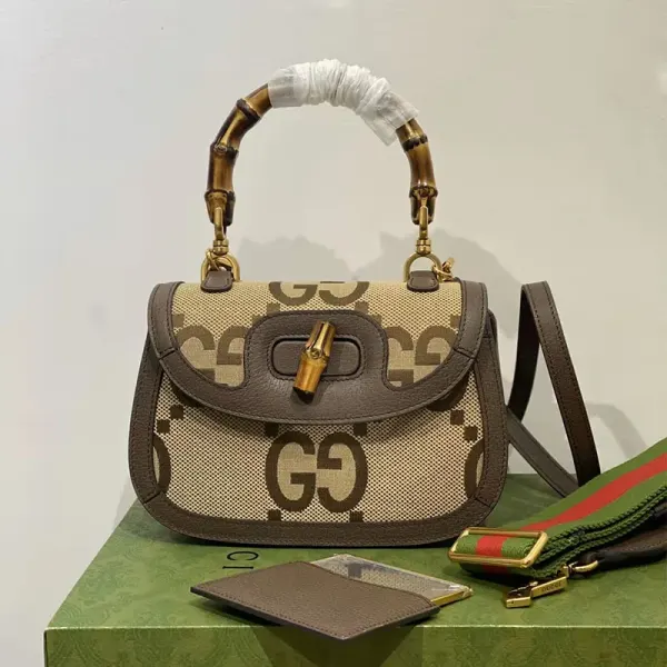 Gucci Bamboo 1947 Small Top Handle Bag – Beige/Brown Canvas
