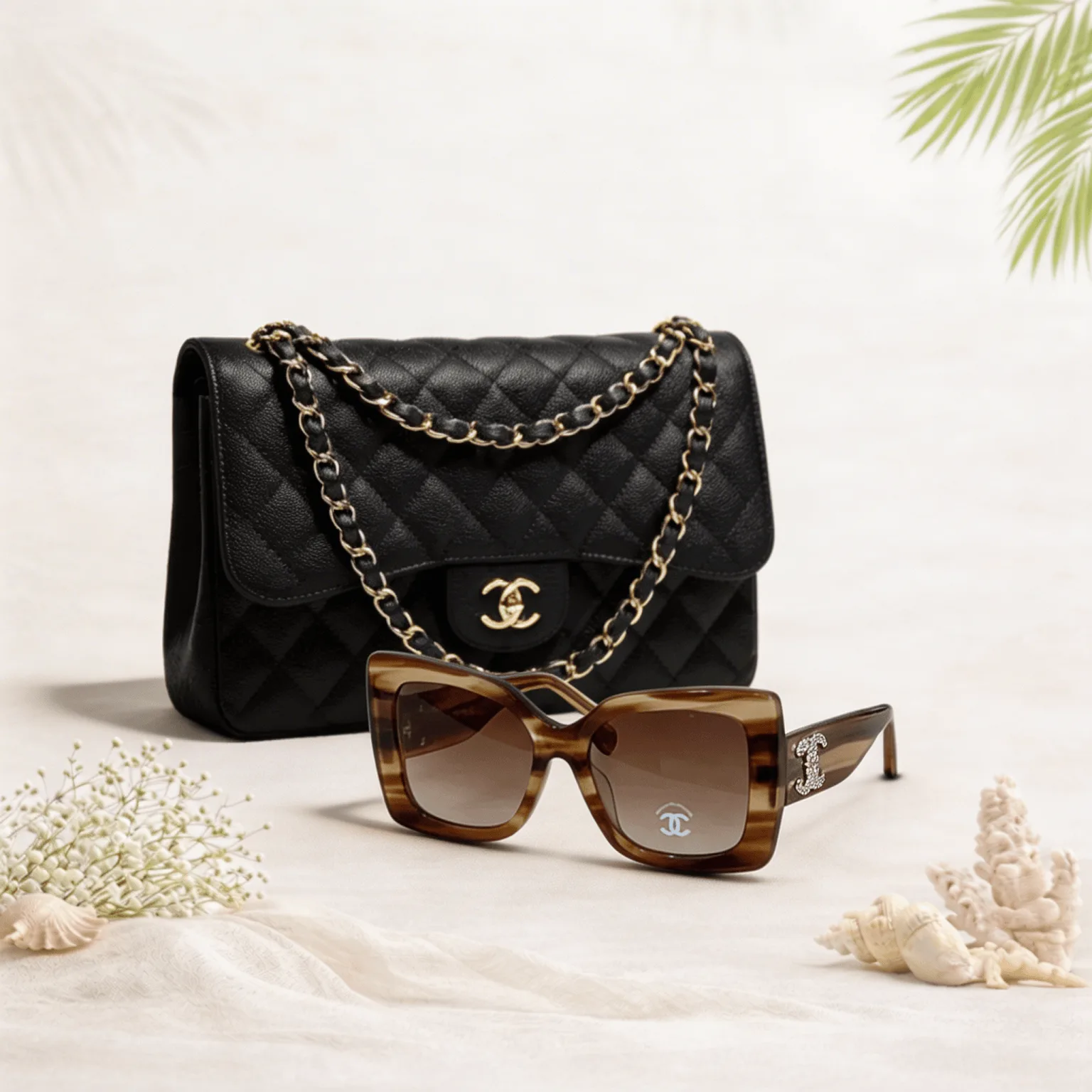 Chanel Coastal Glam 2 Piece Bundle Set (Classic Bag + Sunglasses) Main image