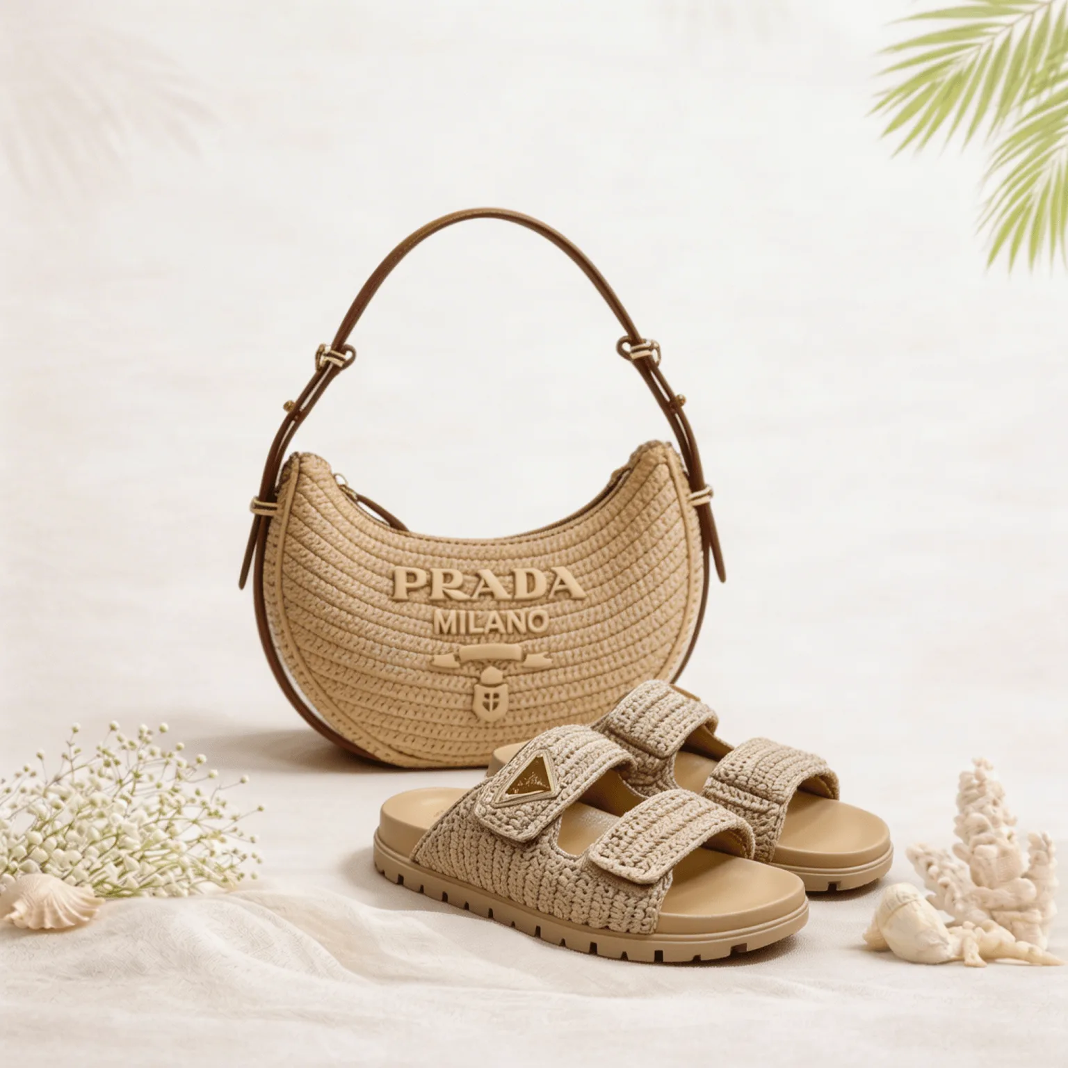 The Prada Natural Ease – 2 Piece Bundle (Shoulder Bag + Sandals) Main image