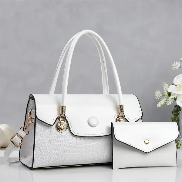 Women’s Crocodile Pattern Square Shoulder Bag In PU Leather With Sewing Thread Detail And Single Shoulder Strap