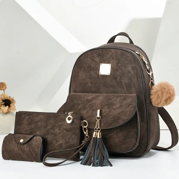 Women's Backpack Water Resistant With PU Material Featuring Stylish Sewing Thread Design