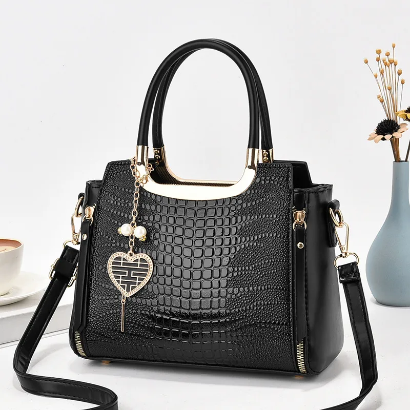 Square PU Crocodile Pattern Ladies Handbag With Single Shoulder Strap