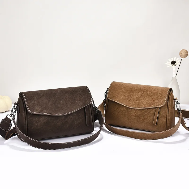 Women’s Square PU Leather Shoulder Bag With Sewing Thread Detail, Single Shoulder Strap