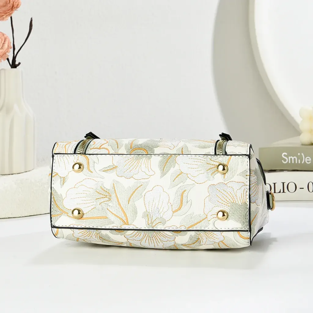 Women’s Color Block Square Handbag In PU Leather With Sewing Thread Detail