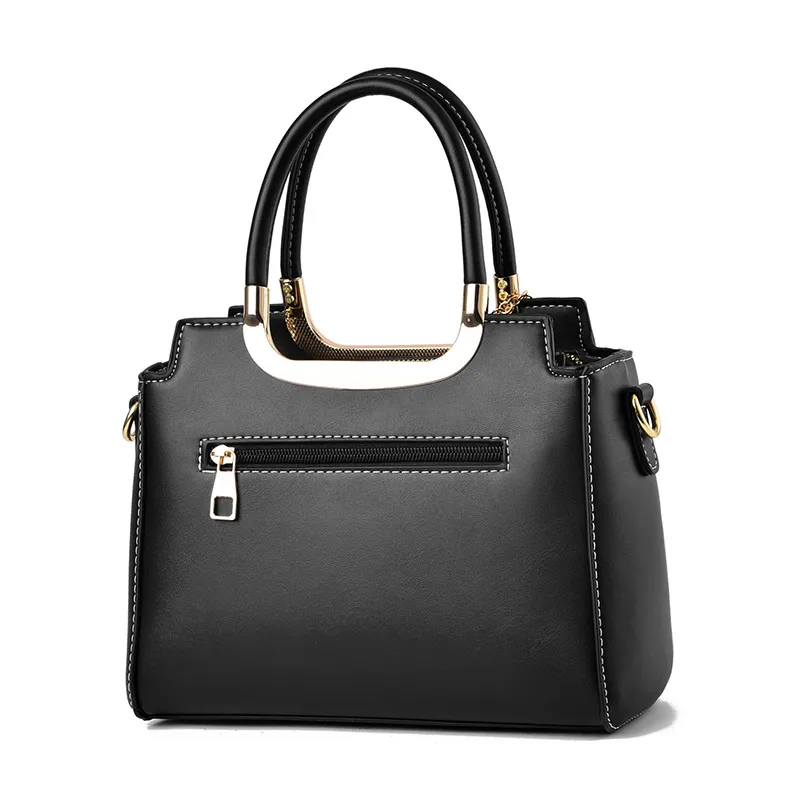 Large Solid Color Pu Leather Handbag For Women With Zipper Closure In Artistic Guofeng Style