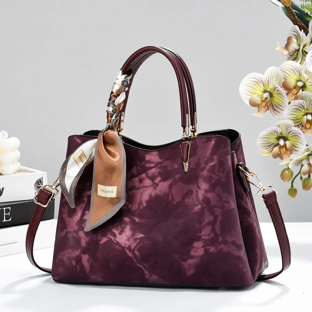 Women’s Square PU Leather Tote Bag With Sewing Thread Detail
