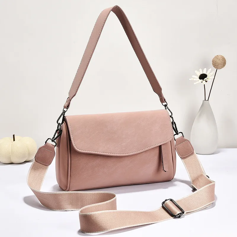 Women’s Square PU Leather Shoulder Bag With Sewing Thread Detail, Single Shoulder Strap