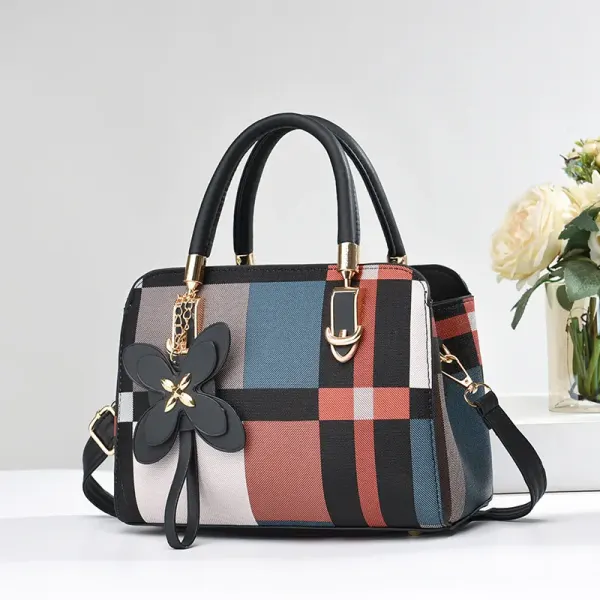 Classic Style Large Color Block PU Leather Women’s Box Bag With Zipper Closure