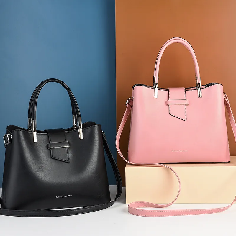 Large PU Bucket Bag With Zipper Closure In Vintage European And American Style For Women
