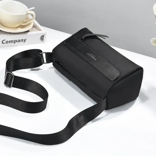 Splicing Cylindrical Crossbody Bag For Women In Oxford Cloth Featuring Sewing Thread With Single Shoulder Strap For Autumn