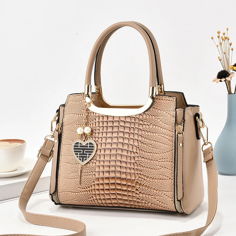 Square PU Crocodile Pattern Ladies Handbag With Single Shoulder Strap