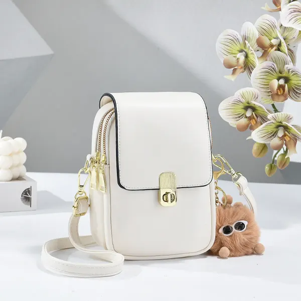 Solid Color Square PU Leather Crossbody Bag For Women With Sewing Thread Detail